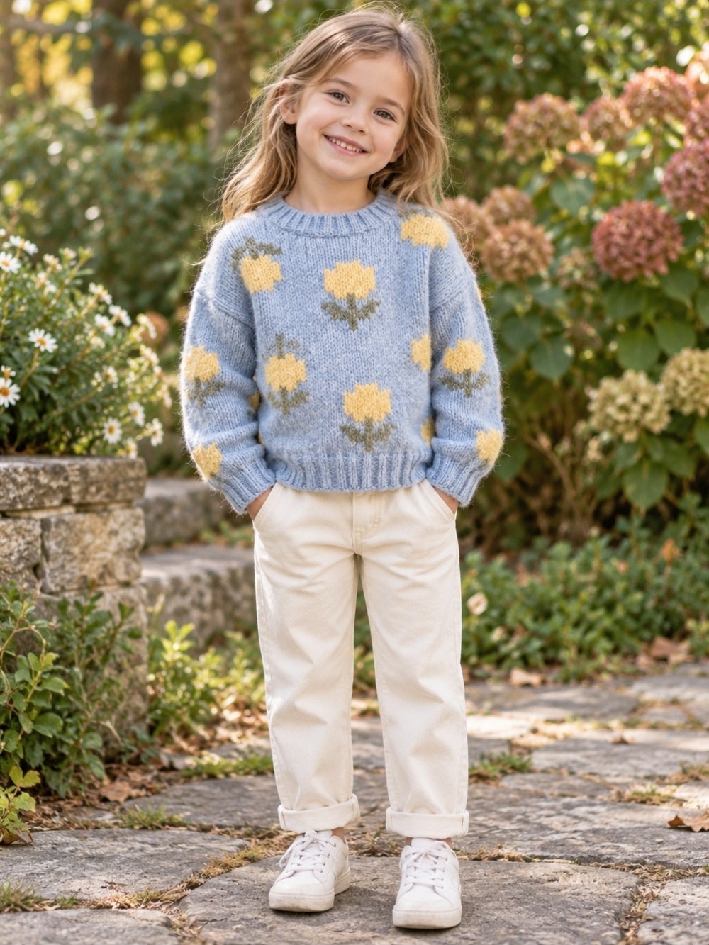 Zara Blue Floral Knit Sweater | 4Y